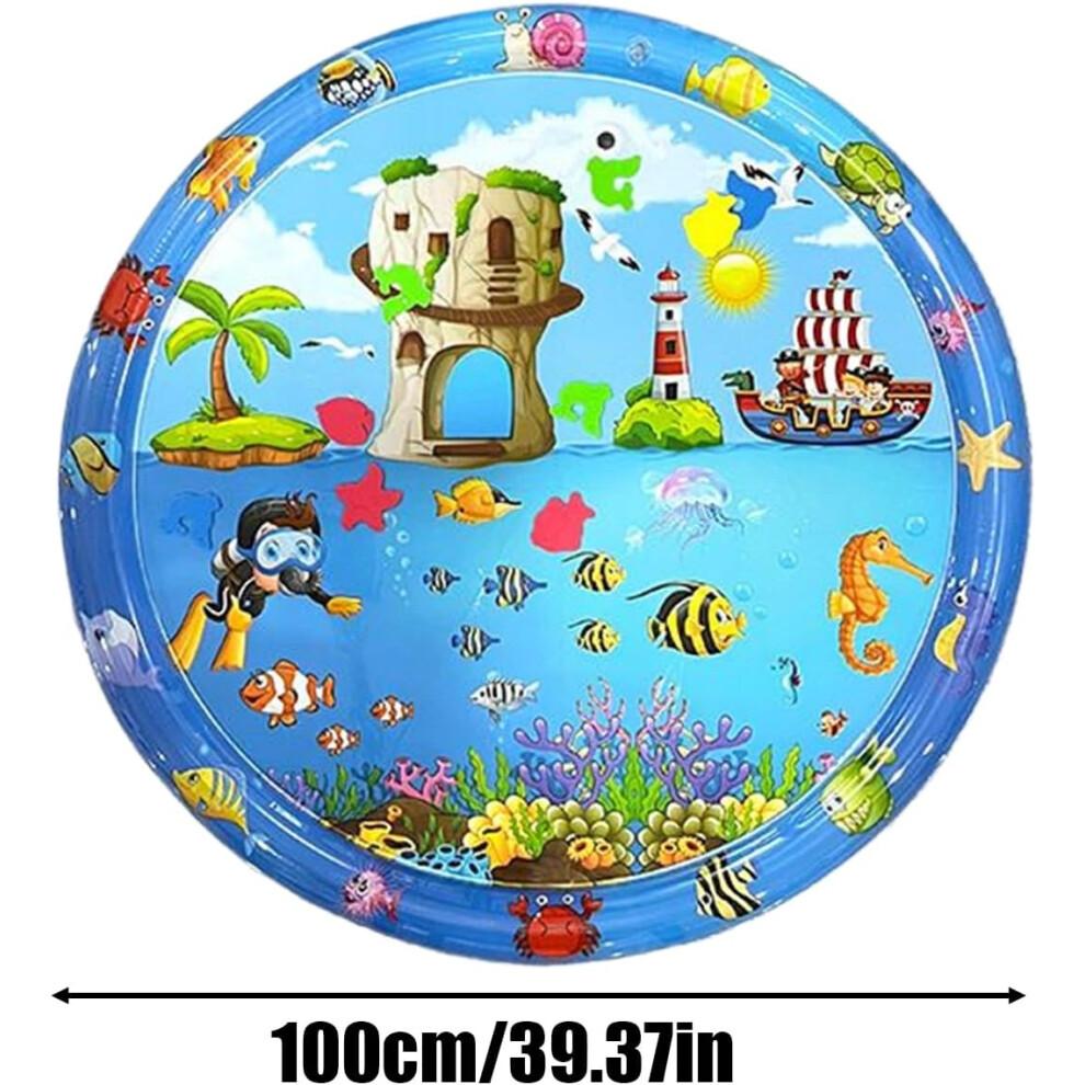 Pet Cooling Mat AntiScratch Cat Water Mat 39.37x39.37 Inches Inflatable Ice Pad With Pump Sensory Toy For Hot Weather