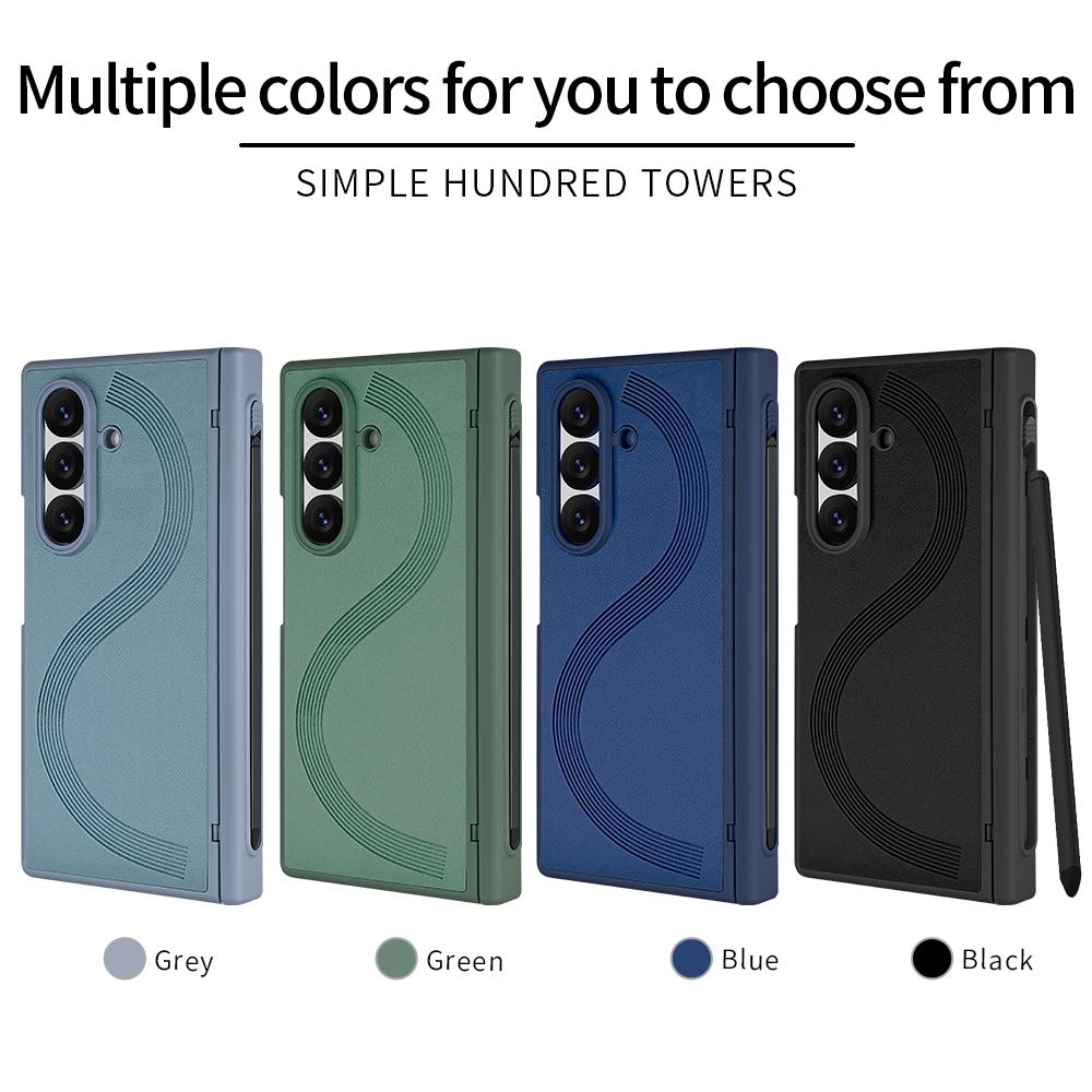 Plain Faux Leather Full Coverage Z Fold 7 Phone Case with Anti-Spy Glass Film, A Pen Stylus for Samsung Z Fold 7 Fold 6