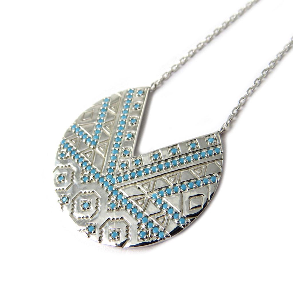 Les Trésors De Lily [N7688] - Collier Argent 'Navajos' turquoise argenté (rhodié)