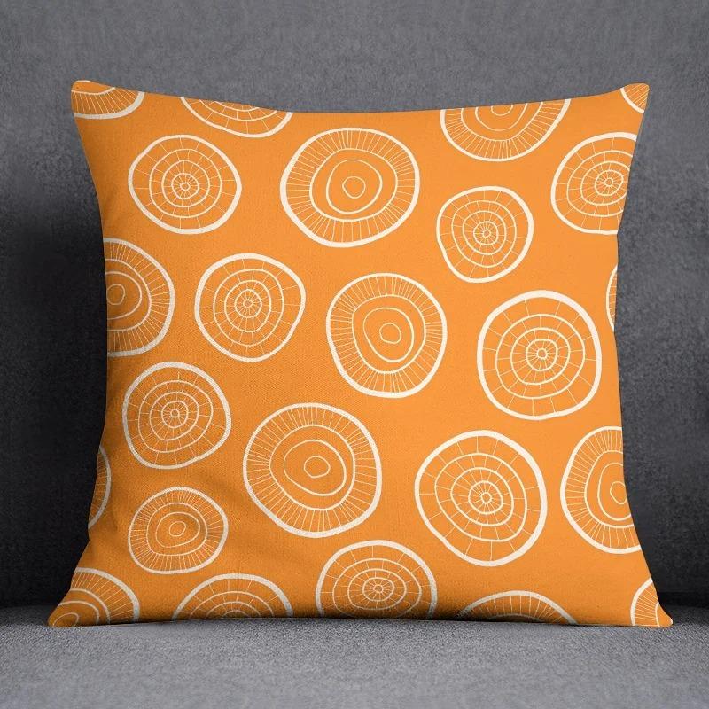 Office Living Room Home Pillowcase Simple Orange Flower Pattern Pillowcase Car Ornaments