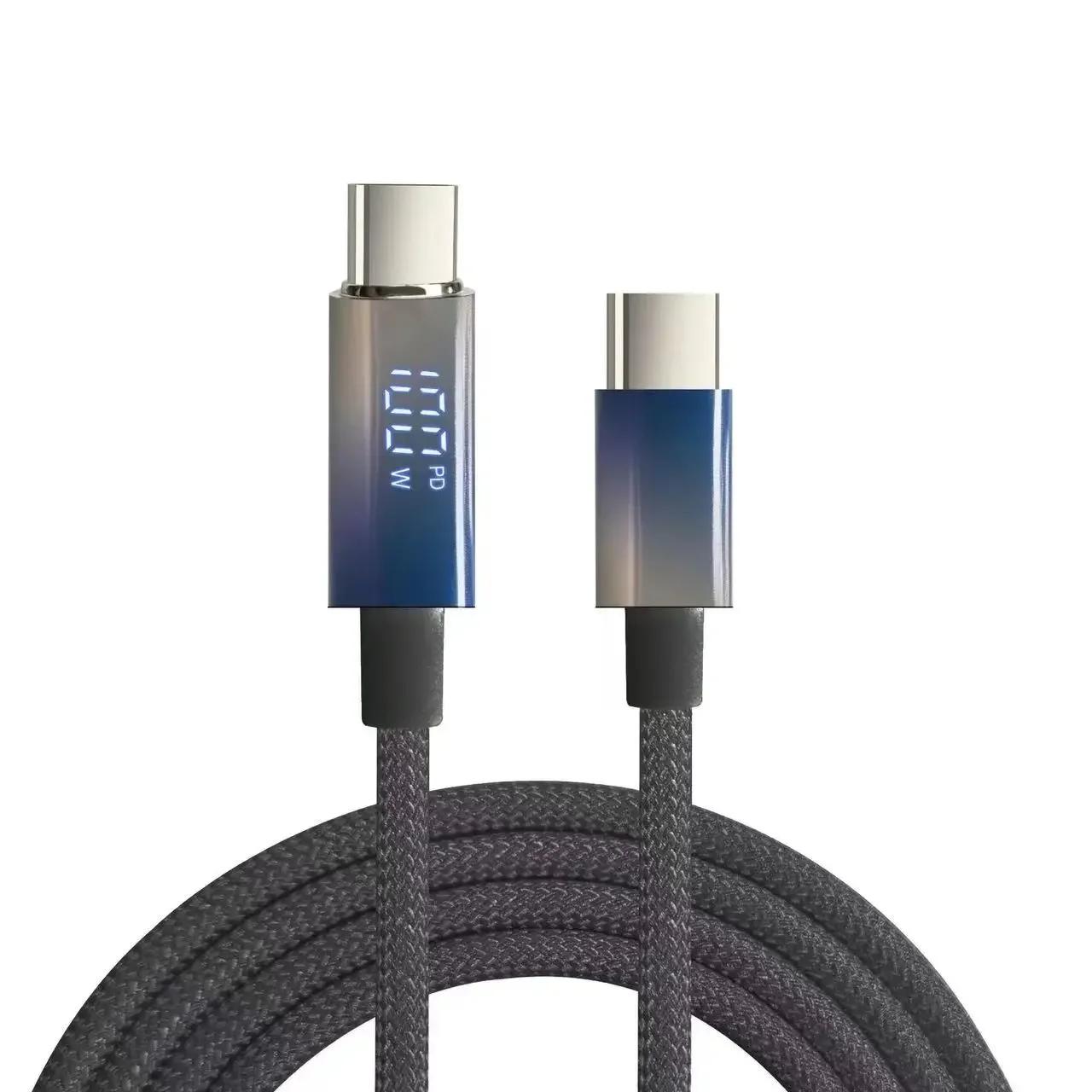 

iPYZH 100W PD Fast Charging Type C Cable For iPhone 15 16 17 Galaxy Macbook iPad with Display 1.2m синий