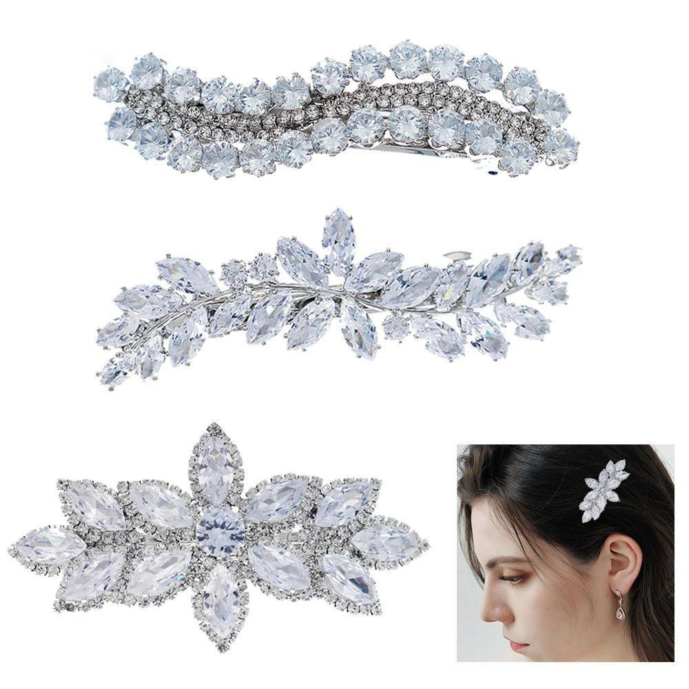 

Hair Accessories Cubic Zircon Tiara Leaf Barrette Crystal Hair Clips Rhinestone Headpiece