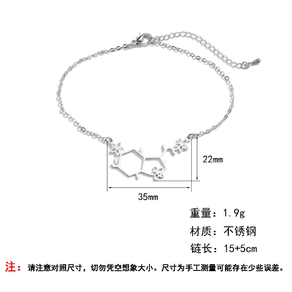 Kinitial Stainless Steel Serotonin Molecule Chemistry Polygon Pendant Necklace For Women Happy Hormone Molecule Necklace Jewelry