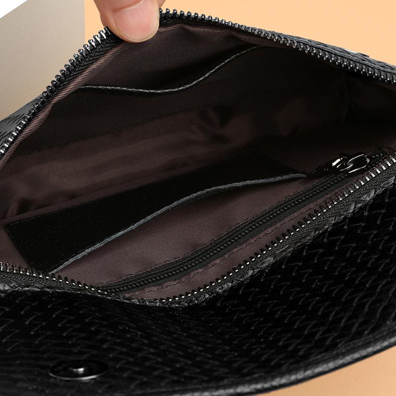 New Korean version tide woven breast bag first layer cowhide casual clutch bag real cowhide shoulder crossbody backpack