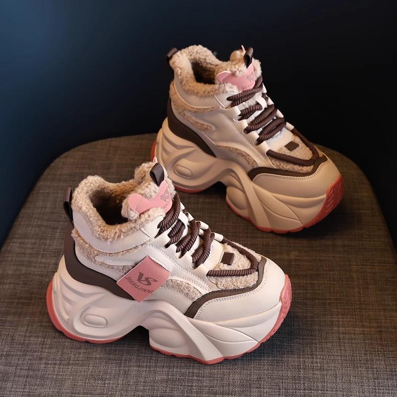 

Високі кросівки для тата жіночі оксамитові на товстій підошві з невеликим внутрішнім збільшенням висоти мафіни теплі повсякденні спортивні кросівки 37