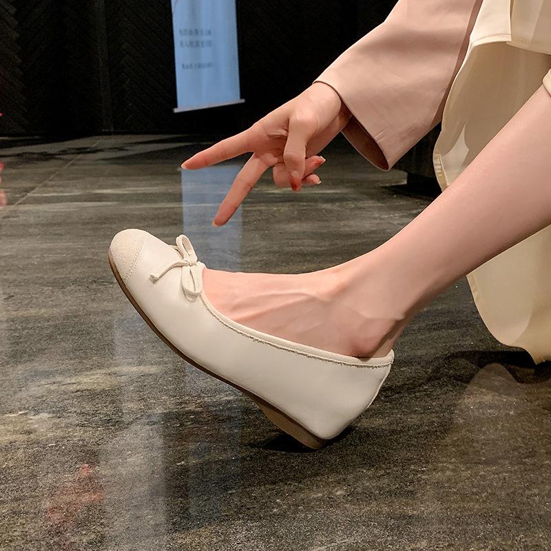 5Cm Small Inner Height Increase Ballet Shoes Women's Outer Wear Square Head Silver Single Shoes Bow 2024 Mary Jane