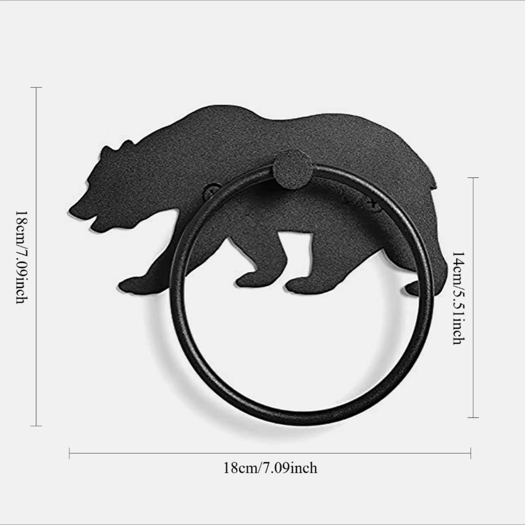Bear Towel Ring Towel Holder Bathroom Wall Mounted Metal Wall Mounted Towel Ring Metal Hand Towel Holder Wall Decor for Kitchen Home Hanging Decor