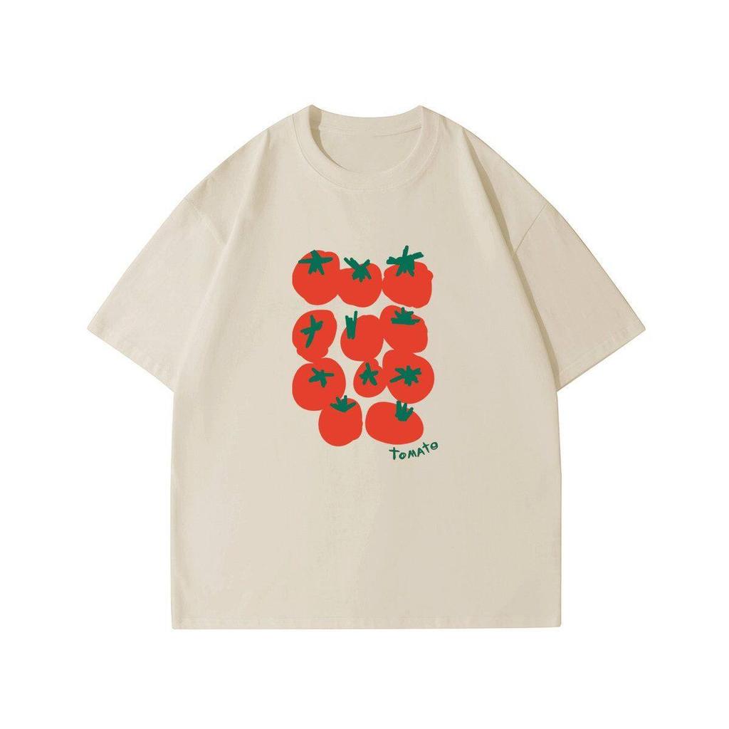 Trendy Tomato Pattern Printed Short Sleeved Tshirt For Unisex And Unisex Summer 2026 New Casual Loose Pure Cotton Tshirt