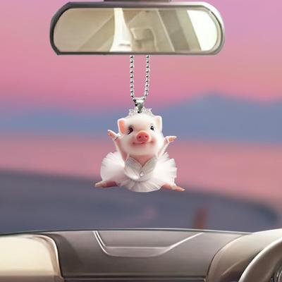 1 peça de 2D acrílico bonito animal carro espelho retrovisor decorativo pingente saco, chaveiro pingente, decoração para casa pingente