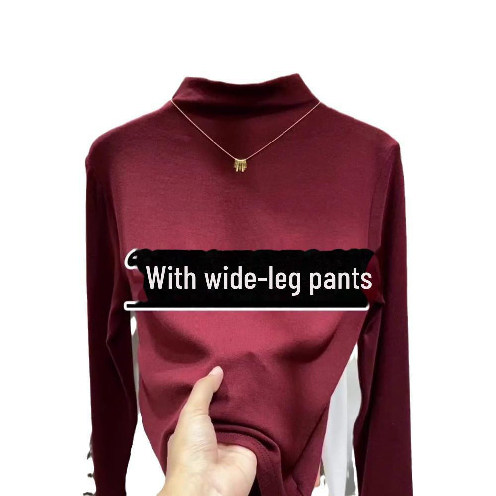 Women's Slim Half-High Collar Long-Sleeve T-Shirt - 2025 Autumn/Winter Collection