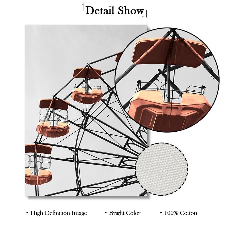 Modern Fashion Eiffel Tower Canvas Painting Landscape Ferris Wheel Balloon Wall Art Posters Tram Road Pictures Living Room Decor