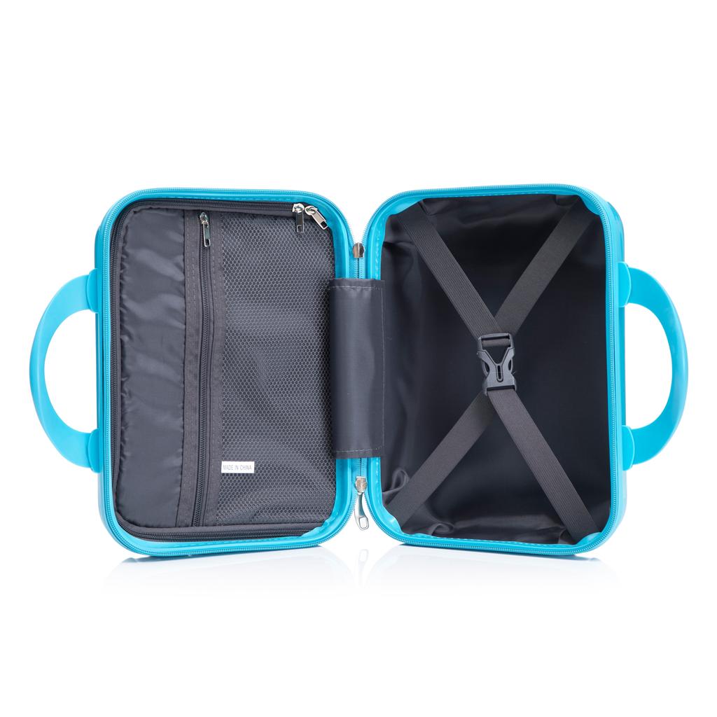 14"/20"/24"/28" 4-Piece PC Spinner Suitcase Set - Large Medium Small Sizes - Integrated Combination Lock & 14" Cosmetic Bag (Blue)