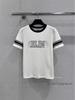 Unisex Classic Color Block Letter Print Round Neck T-Shirt