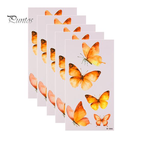 Removable Tattoo Stickers 5 Sheets Butterfly Stickers, Waterproof Temporary Flower Tattoos, Colorful Non-irritating Decals Face Body Tattoos