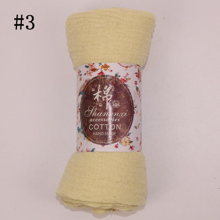 Muslim Women Solid Color Scarf Shawl Cotton Crinkle Hijab