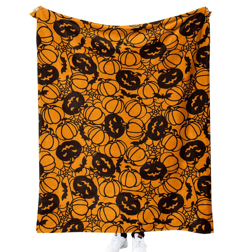 Halloween Pumpkin Design digitalprinted polyester Bedroom velvet flannel soft sofa cover blanket Fleece soft sofa cover