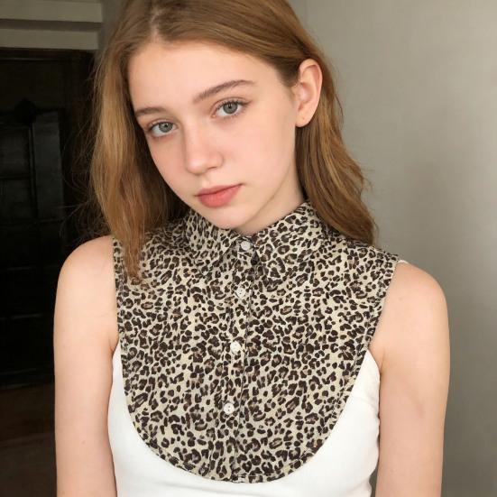 Fake Collar Leopard Print Detachable Lapel Collar Women Lightweight Breathable Half Shirt Collar Dresses Blouses Accessory