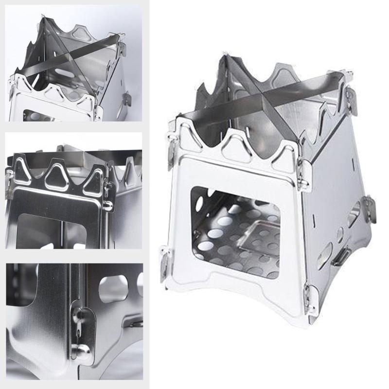 Metal Wood Burning Stove Folding Pocket Stove Wood Furnaces Burners Outdoor Metal Backpacking Stove Easy to Carry
