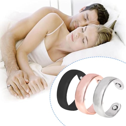 Anti-Snoring Rings, 3-Piece Set (Black, Silver, Rose), with Storage Bag, for Snoring Prevention, Snoring Reduction, Sleep Aid, Unisex