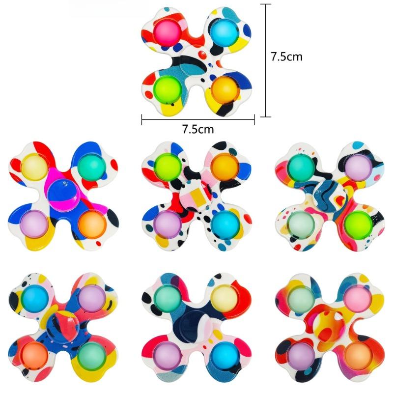 Funny Tie Dye Simple Fidget Spinner Finger Push Bubble Rotating Fidget Spinner For ADHD Anxiety Stress Relief Sensory Toys Kids