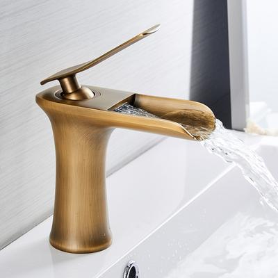 Havza Muslukları Şelale Banyo Musluk Tek Kolu Havza Mikser Dokunun Banyo Antika Musluk Pirinç Lavabo Su Vinç Gümüş 6009