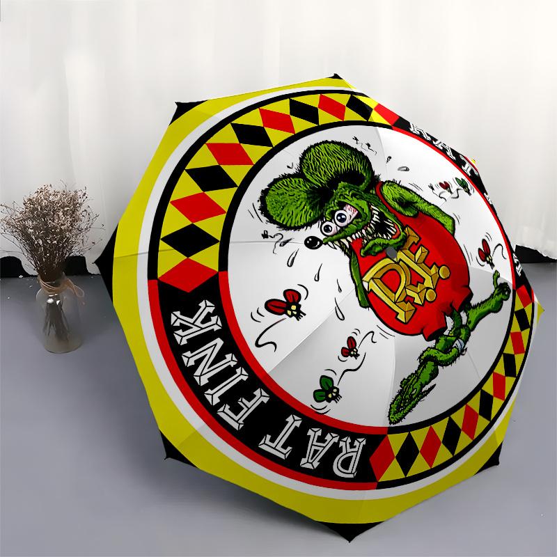 Rat Fink Classic Pin - Green Mouse withRed Overalls - Vintage Style Automotive EmblemUmbrella, Portable 3-Fold Compact Umbrella for Men & Women Gift