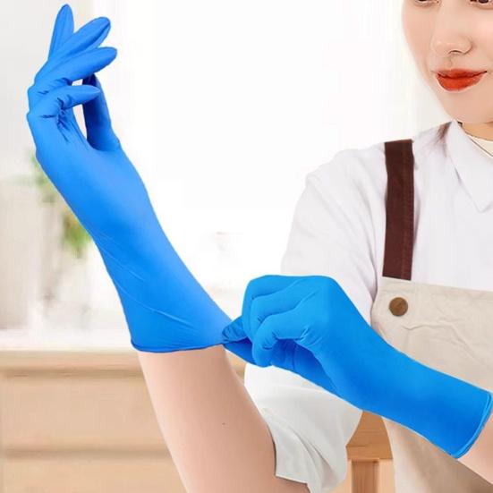 50Pcs Disposable Nitrile Gloves Powder Free Latex Work Gloves Stretchable Puncture Resistant Protective Safety