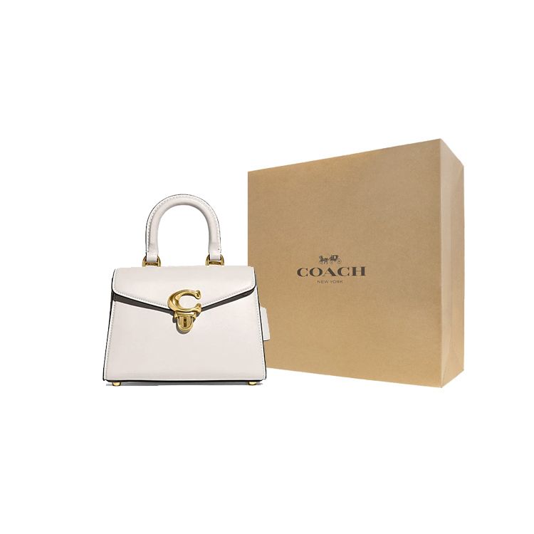Coach Sammy 22 Solid Color Logo Lock Multi-Functional Pocket Flap Leather Handbag Women Handbags White CJ812-B4HA