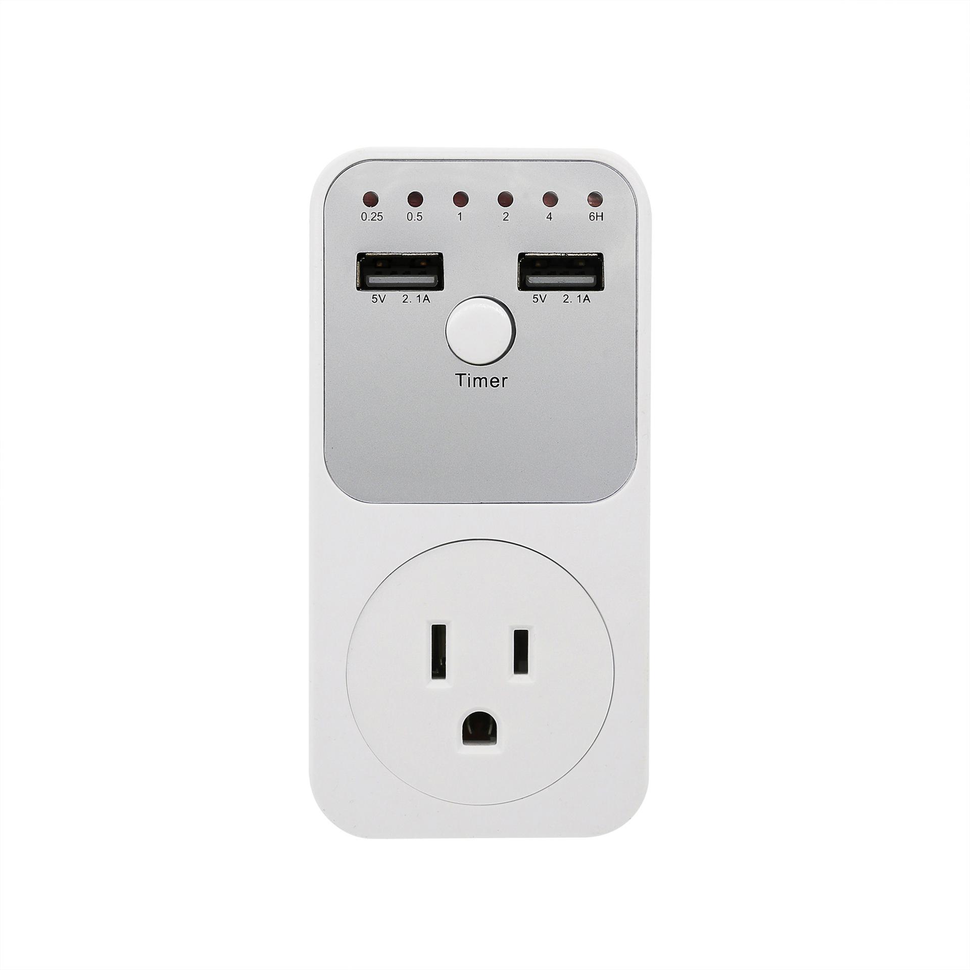 

Багатофункціональний інтелектуальний таймер із захистом від напруги, розетка з 2 USB-портами Час US Plug білий