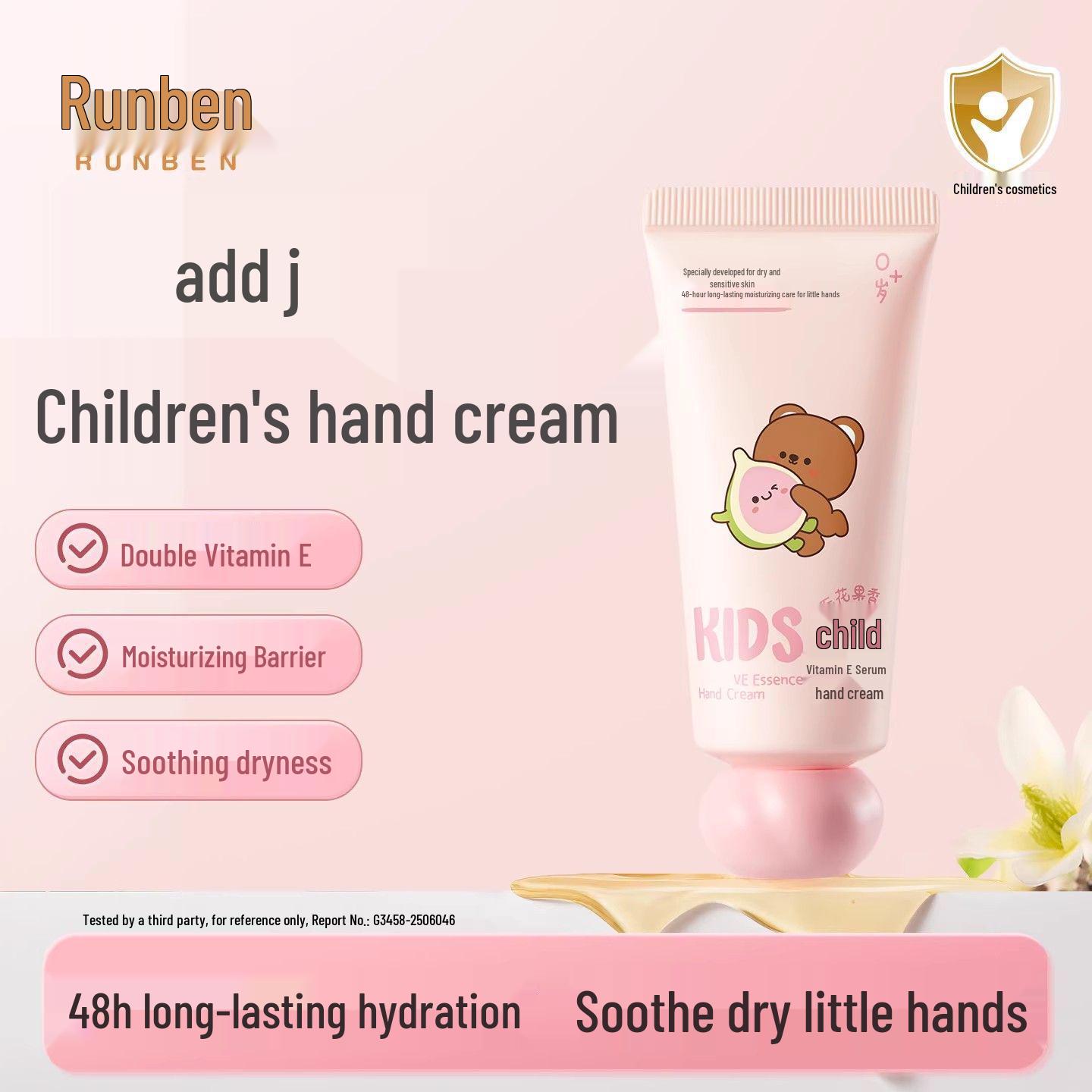 

Runben Kids Moisturizing Hand Cream: Non-Greasy, Anti-Dry, Portable for Spring/Summer.