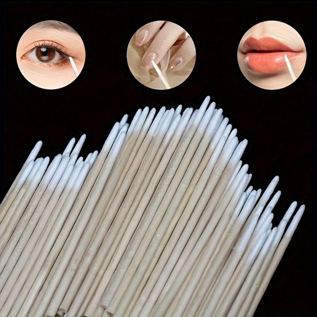 100-Pack Precision Nail Polish Removal Cotton Swabs - Portable, Clean Cotton Swab Heads For Manicures And Makeup