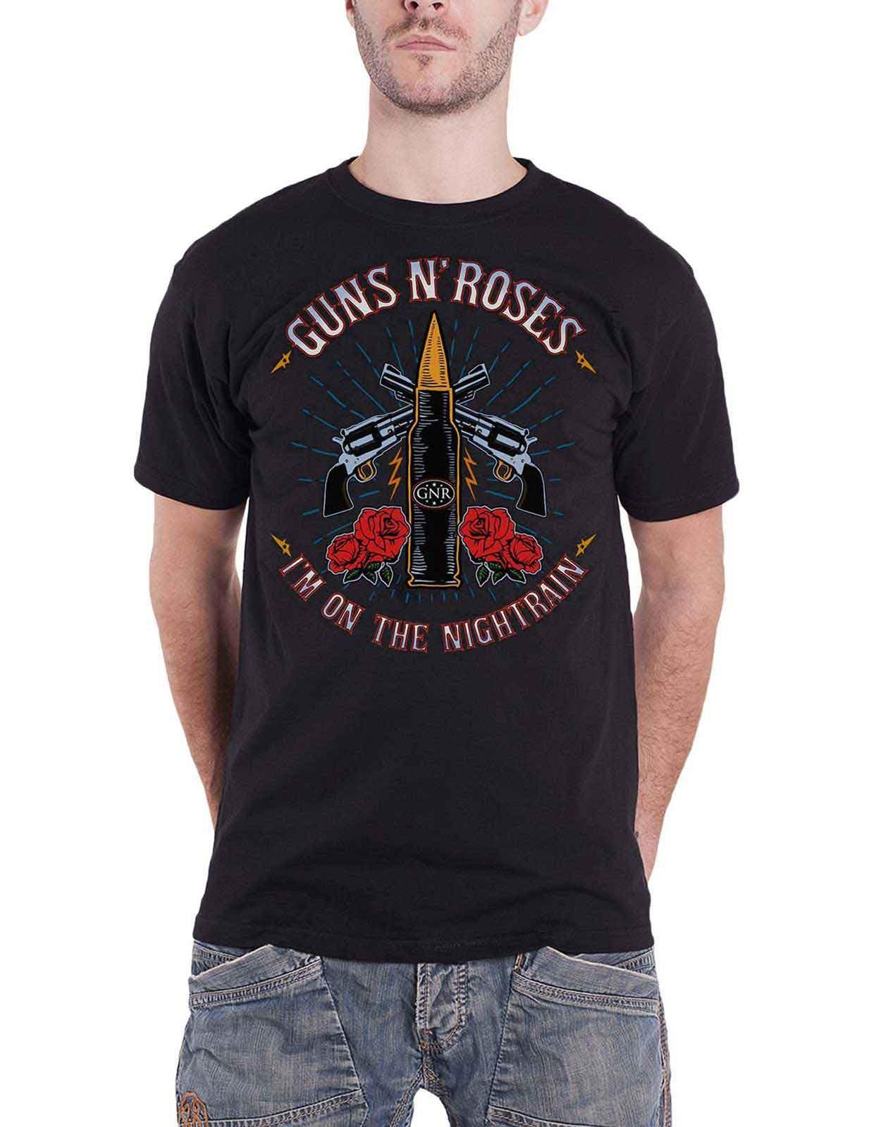 Guns N Roses T Shirt Night Train Band Logo new Official Mens Black Unisex T-Shirt L