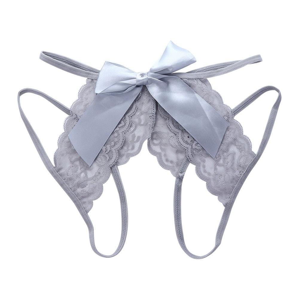 Bow Open Crotch Briefs Floral Embroidery Sheer Mesh Panties Fashion Lace Briefs  Ladies Girls