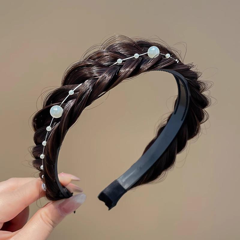 Women's Fishbone Braid Wig Headband: Integrated Braided Hair Clip & Tie Headwear 2024