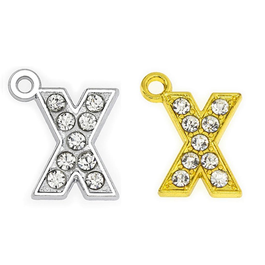 Customizable Rhinestones Letter Charm Pendant Set 26 Gold Fashionable Pendants for Necklace and Bracelet Crafting