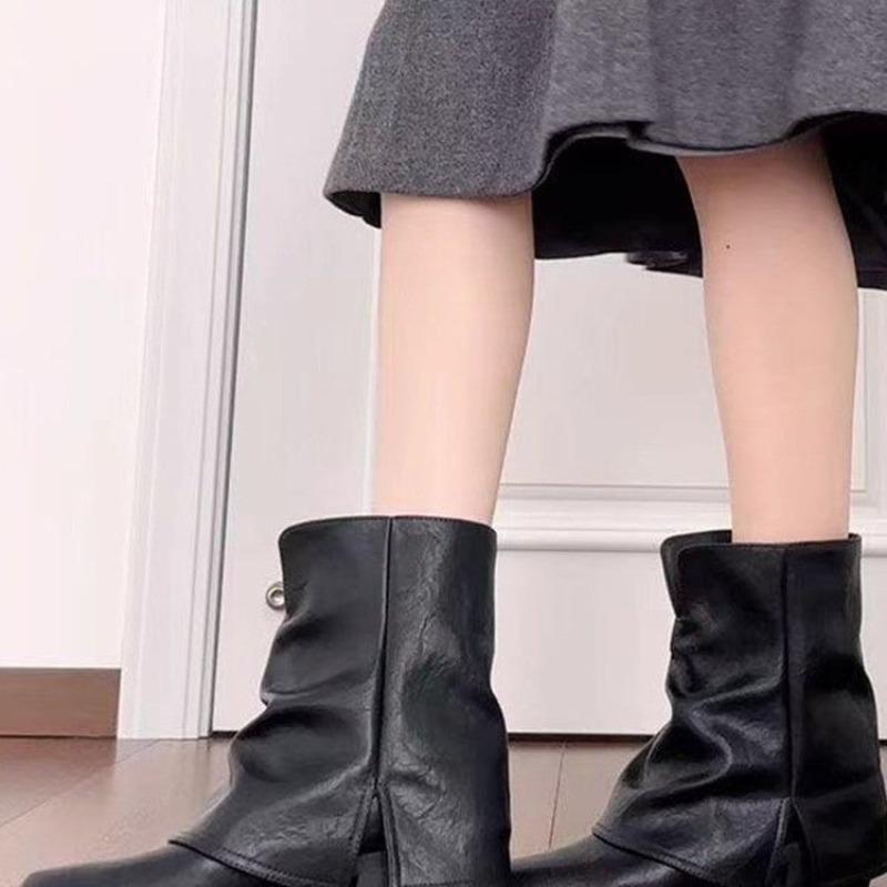 Fashion 2025 Retro Chunky High Heel Stack Boots Mid-thigh Boots Women's Autumn and Winter