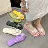 Beach Flat Bottom Pinch Foot Flower Flip-flops Female 2025 Summer Wear Sweet and Cute Cool Slippers Girl Heart Slippers