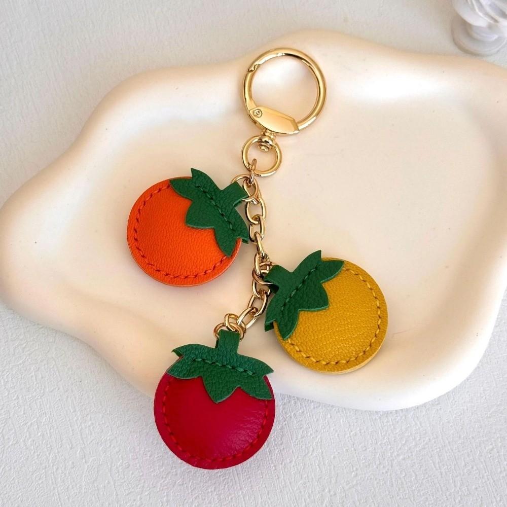 Kreativer Tomaten-Anhänger PU-Leder Oranger Schlüsselanhänger Modischer Obst-Schlüsselanhänger Rucksack-Dekoration
