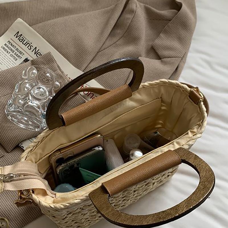 Yogodlns Summer Straw Bag Women Bohemian Straw Beach Bag Casual Handle Bag Large Capacity C rossbody Bag Handmade Lady Purse