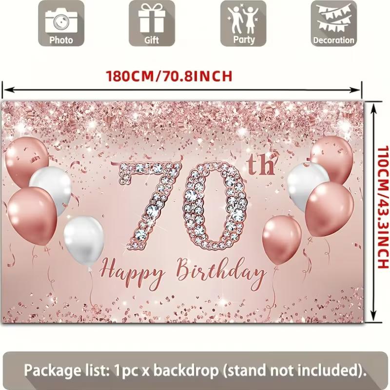 2D Rose Gold Diamond 70th Birthday Backdrop for Her Birthday Photoshoot