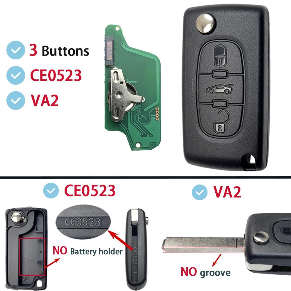 ASK FSK For Citroen C2 C3 C4 C5 C6 Xsara Berlingo For Peugeot 207 307 308 407 607 807 HU83 VA2 CE0536 CE0523 Flip-fjernkontroll bilnøkkel