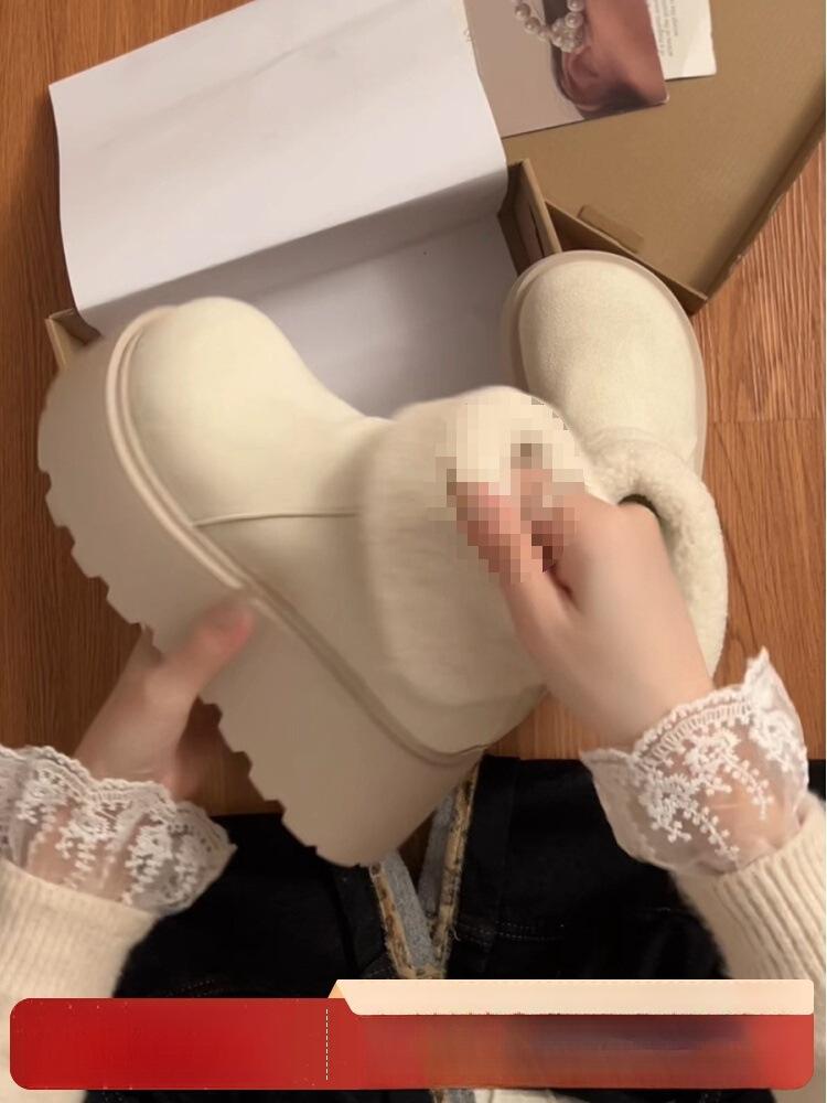 Northeast white heightening velvet thickened thick-soled snow boots women's 2026 new winter warm and non-slip cotton shoes