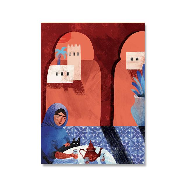 Travel Poster Illustration Nordic Prints Vintage Landscape Ocean Spain Japan Canvas Art Painting Wall Pictures Living Room Decor No Frame 21*30cm No Frame