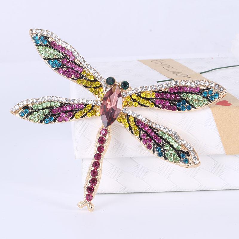 Wind Full Diamond Alloy Dragonfly Brooch, Temperament Versatile Clothing Accessories