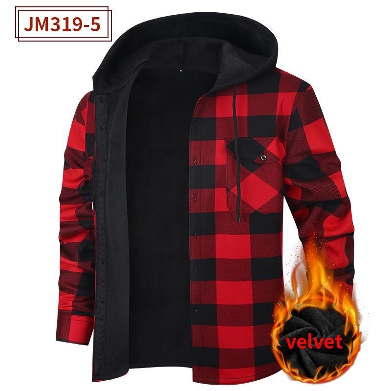 Camicia a quadri spessa in flanella con fodera in peluche da uomo