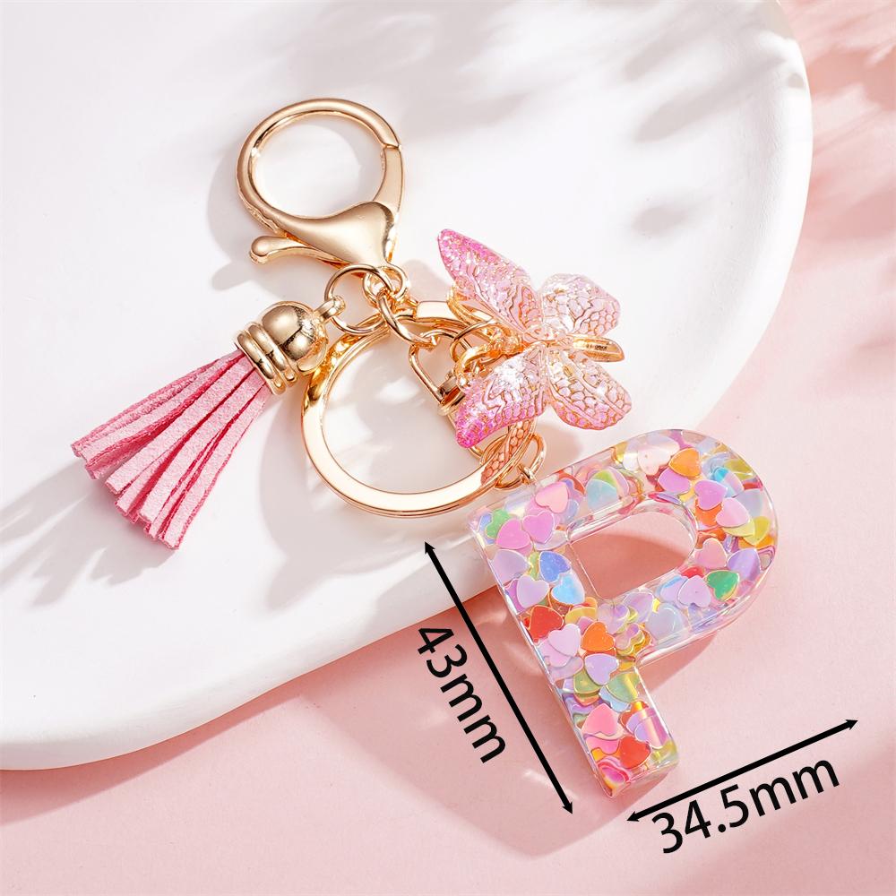 Fashion DIY A-Z Letters Keychain Metal Holder Pendent Key Chain With Butterfly Women Car Key Ring Simple Letter Key Party Gift
