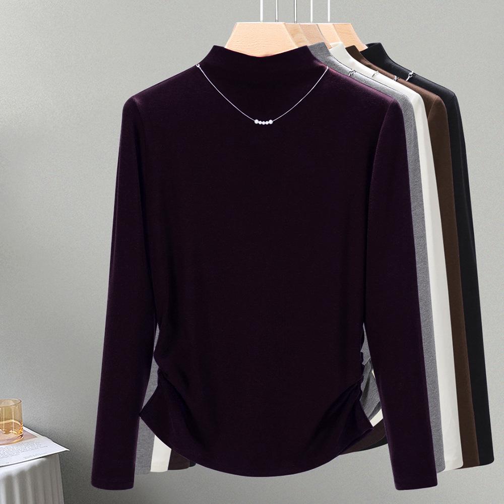 

Women s new semi-turtleneck women s long-sleeved autumn temperament positive rotator sleeves waist and thin top M
