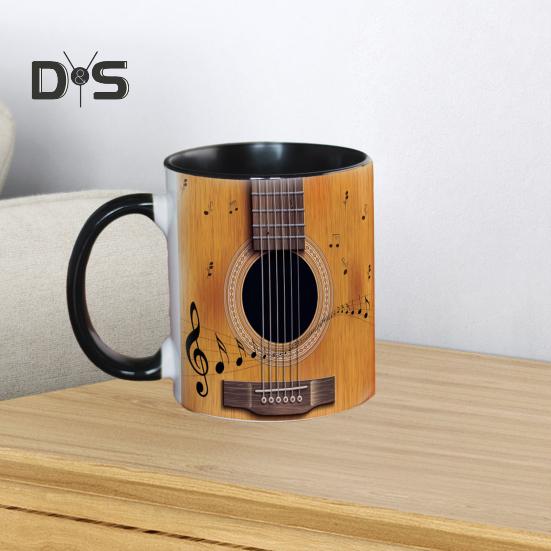Hudební hrnek na kávu Keramická novinka šálek na noty Velká kapacita 350 ml Kytara Klavír Housle Hrnek na horké nápoje Hudební dárek pro milovníky hudby Home