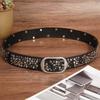 [Lamerry] Studded Belt, Punk Street Style, Stylish Buckle, American Casual, Biker, Thick, Military, Men's & Women's, Black, 112cm