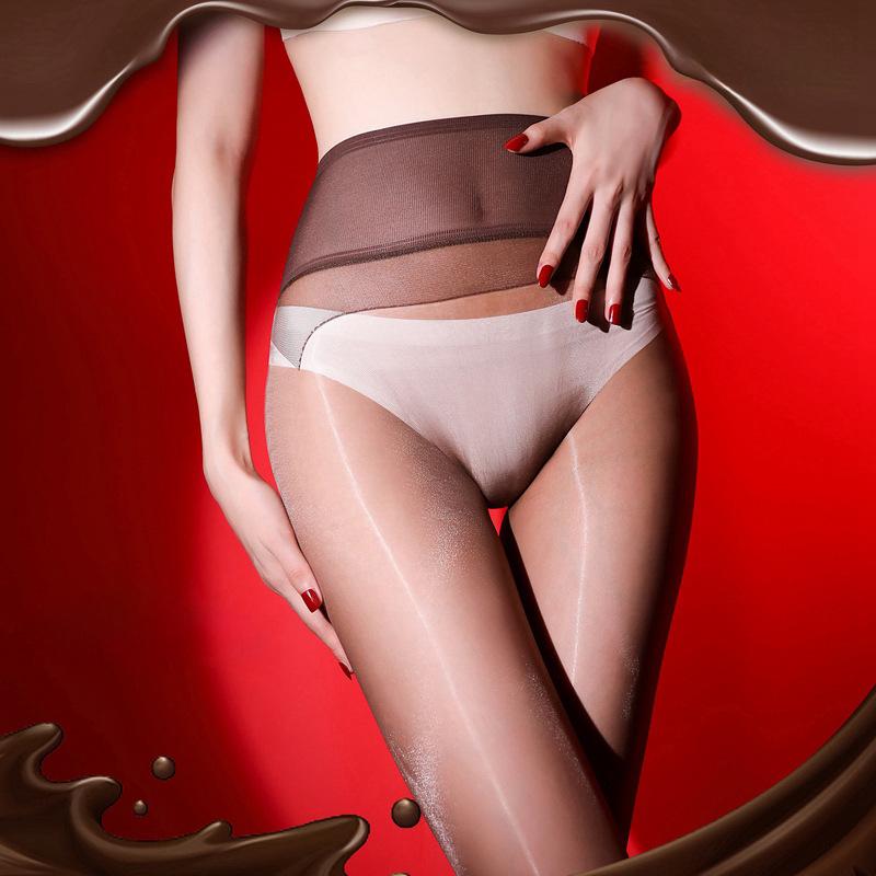Aurora Mesh Seamless Waist Chocolate Fragrance Ultra-Thin Shiny Pantyhose